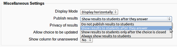 Choices settings