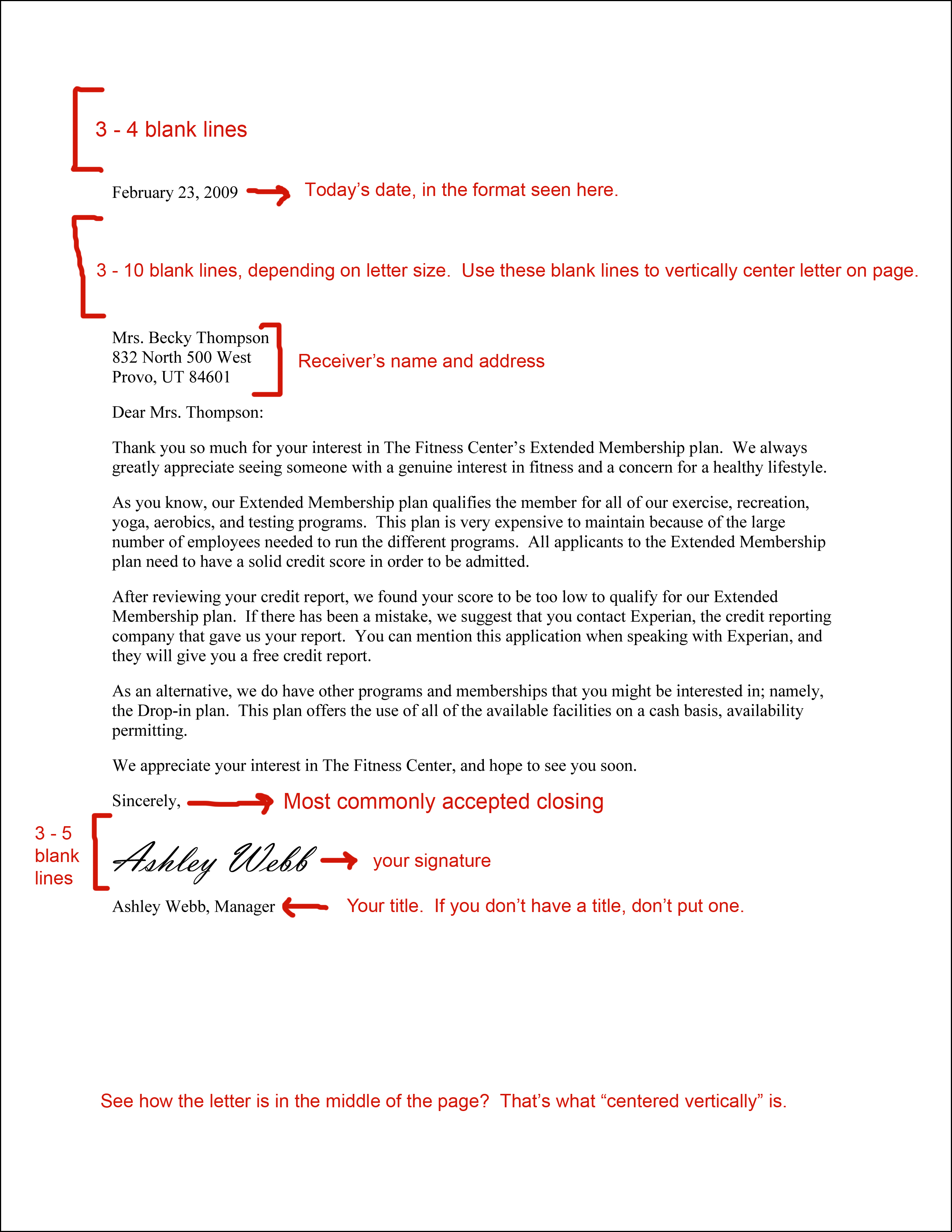Business Letter Format Attention