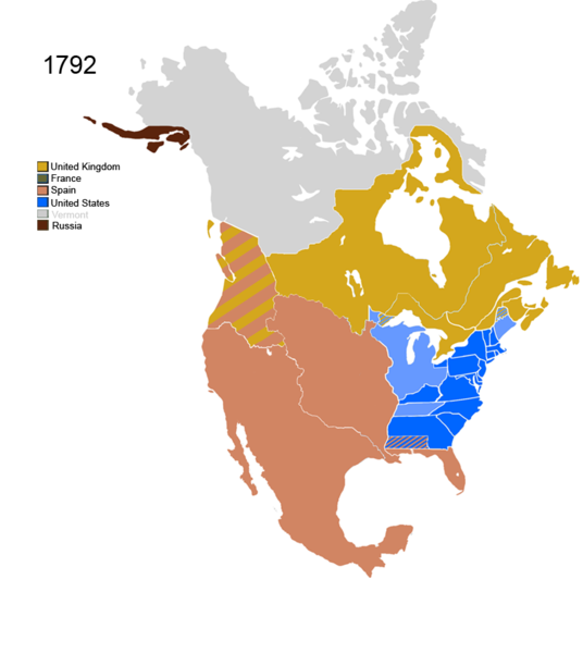 Non-Native American Nations Control over N. America 1792